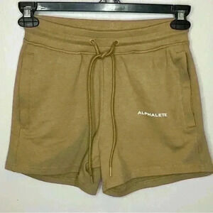 Alphalete Shorts Women Small‎ Tan NWT Athletic Leisure Drawstring Pockets